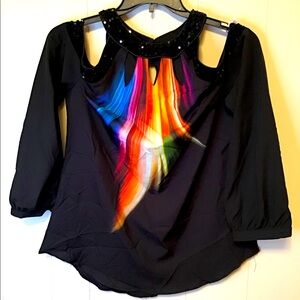 Cold shoulder top with sequins